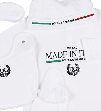 Dolce & Gabbana Geschenkbox - Stampler/Mütze/Babylätzchen - Weiß