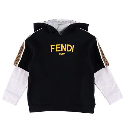 Fendi Hoodie - Black w. Yellow Logo Print