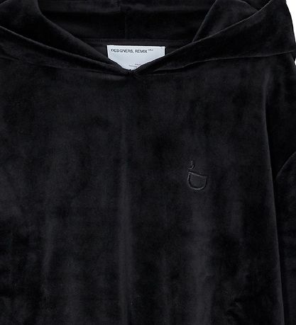 Designers Remix Kapuzenpullover - Velours - Frances - Schwarz