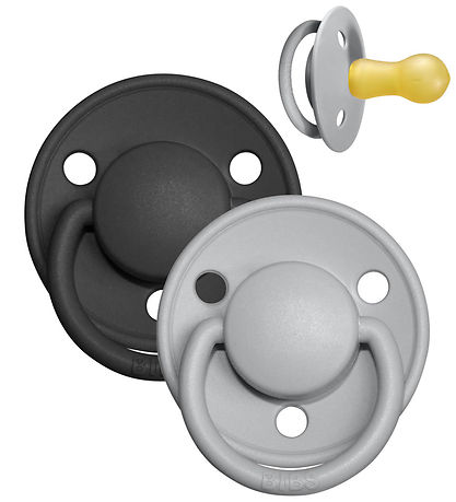 BIBS De Lux Schnuller - Gr. 2 - 2er-Pack - Rund - Cloud/Black