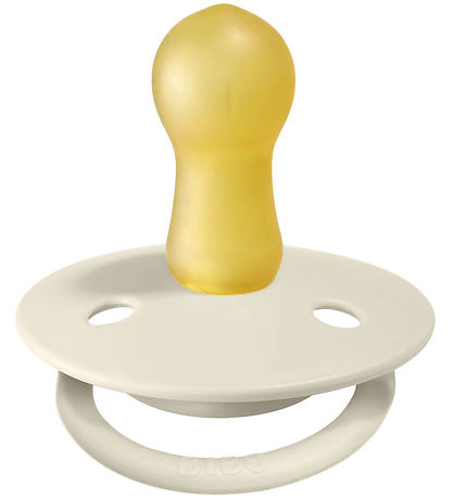 BIBS De Lux Pacifiers - Size 2 - 2-Pack - Round - Ivory/Baby Pin