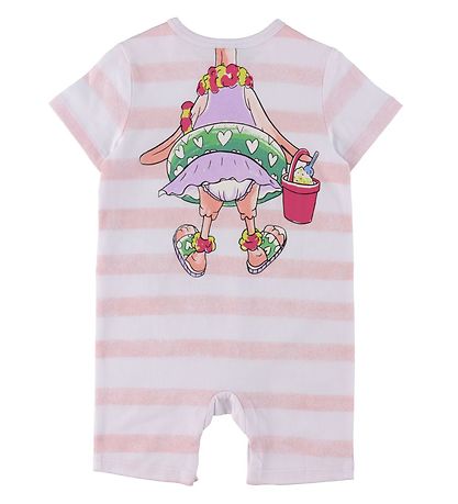 Stella McCartney Kids Summer Romper - White/Rose Striped w. Flam