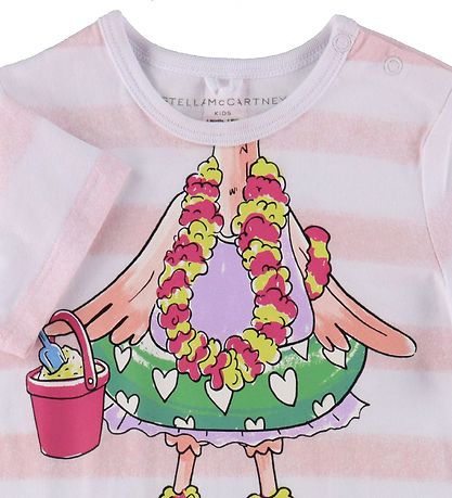 Stella McCartney Kids Summer Romper - White/Rose Striped w. Flam