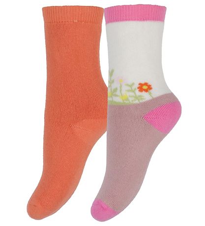 Melton Socken - Andrea - 2er-Pack - Orange/Pink