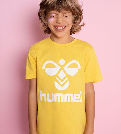 Hummel Stuttermabolur - hmlTres - Gult