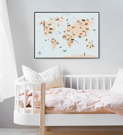 Vissevasse Veggspjald - 50x70 - World Map Animal