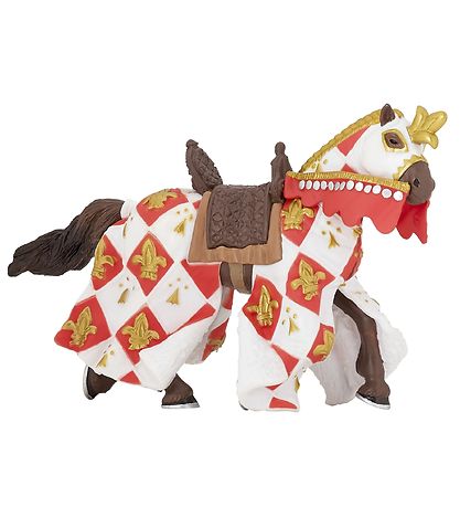 Papo Weißer Ritterpferd - Fleur De Lys - H: 9 cm