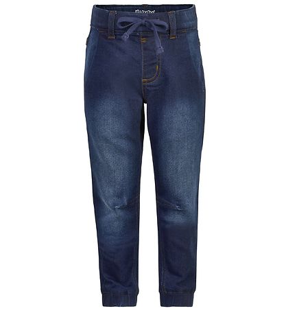 Minymo Byxor - Stretch Loose Fit - Mörk Blå Denim