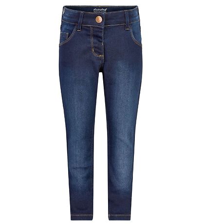 Minymo Housut - venytt Slim Fit - Tummansininen Denim