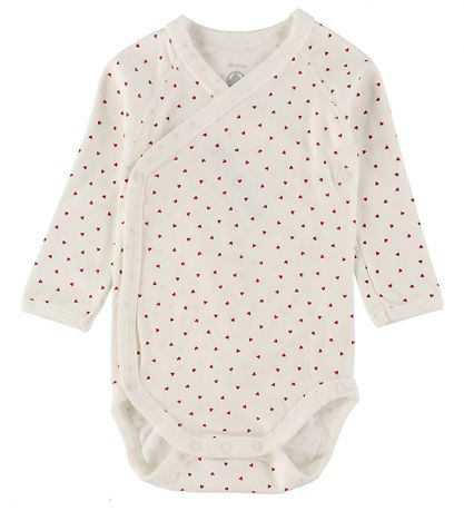 Petit Bateau Romper l/s - 3-pack - Wit m. Harten