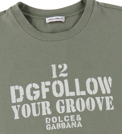 Dolce & Gabbana T-shirt - DG Skate - Army Green w. White