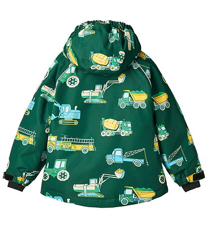 Småfolk Winter Coat w. Teddy - Evergreen w. Vehicle