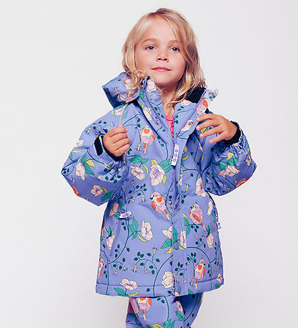 Småfolk Winter Coat - Purple delight w. Birds and Flowers