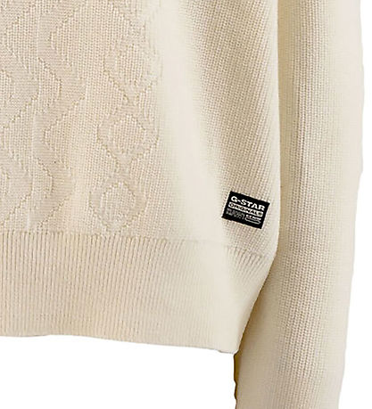 G-Star RAW Bluse - Strick - Zopfmuster - Milch