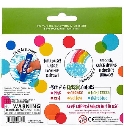 Ooly Jumbo Markers - Chunkies Paint Sticks - 6 pcs - Multicolour