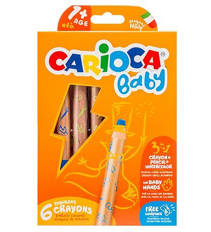 Crayons de couleur Carioca Baby - 3-in-1 - 6 pièces - Multicolor