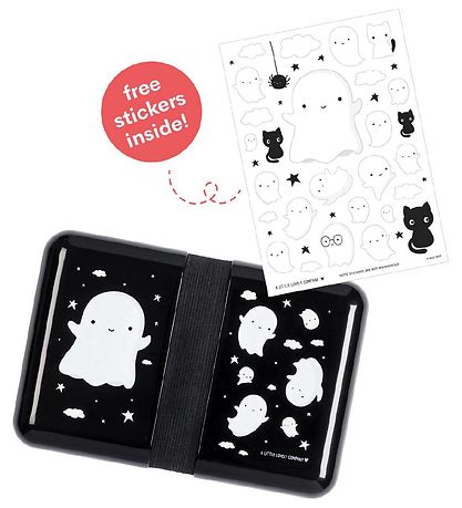A Little Lovely Company Lunchbox - Black w. Ghosts