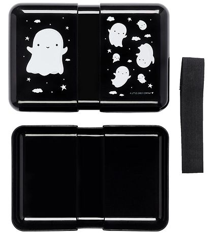 A Little Lovely Company Lunchbox - Black w. Ghosts