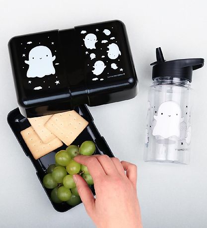 A Little Lovely Company Lunchbox - Black w. Ghosts