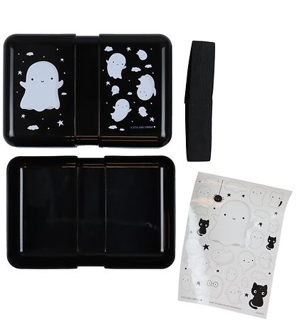 A Little Lovely Company Lunchbox - Black w. Ghosts