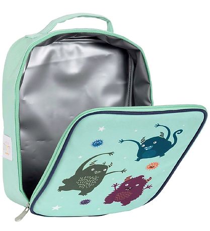 A Little Lovely Company Cooler Bag - Turquoise w. Monsters