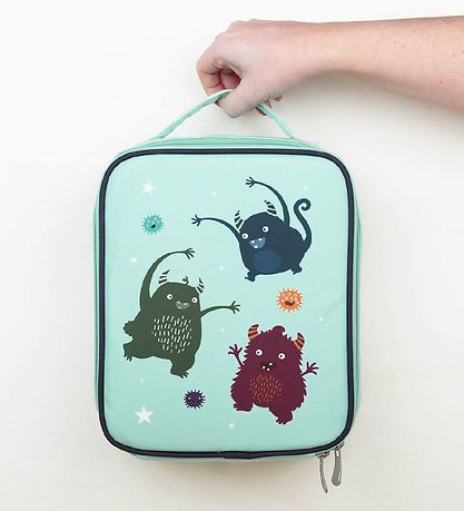 A Little Lovely Company Cooler Bag - Turquoise w. Monsters
