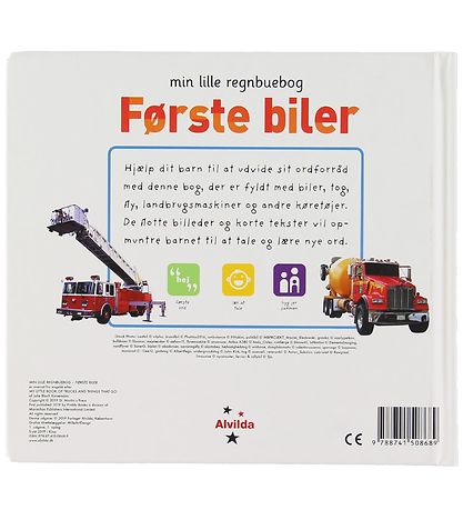 Alvilda Book - Min Lille Regnbuebog - Første Biler - Danish