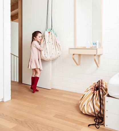 Play&Go Toy Storage Bag - Ø140 cm - Stripes Mustard