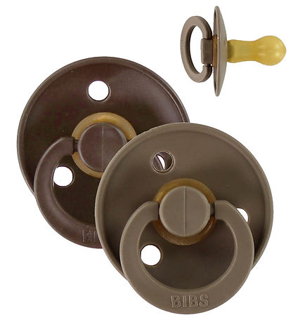 BIBS Colour Pacifiers - Size 2 - 2-Pack - Round - Mocha/Dark Oak