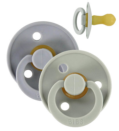 BIBS Colour Pacifiers - Size 2 - 2-Pack - Round - Sage/Cloud