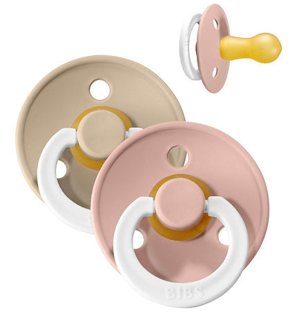 BIBS Colour Glowing Pacifiers - Size 1 - 2-Pack - Round - Blush/