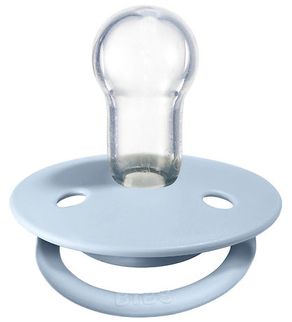 BIBS De Lux Pacifiers - 2-Pack - Round - Iron/Baby Blue