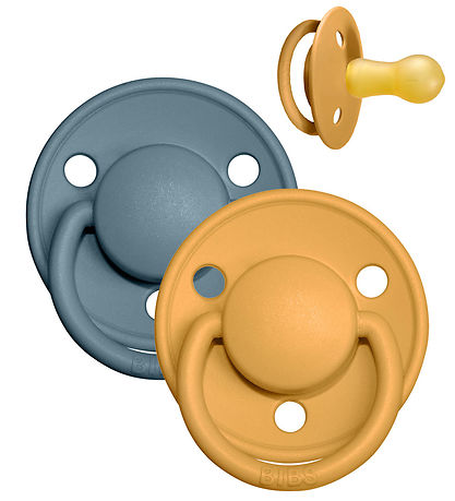 BIBS De Lux Schnuller - Gr. 2 - 2er-Pack - Rund - Mustard/Petrol