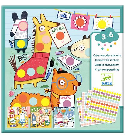 Djeco Creative Set w. Stickers - Round Dots
