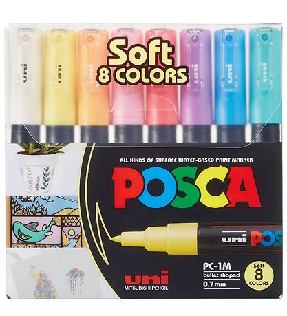 Posca Tussit - PC-1 m - 8 kpl. - hillitty Värit