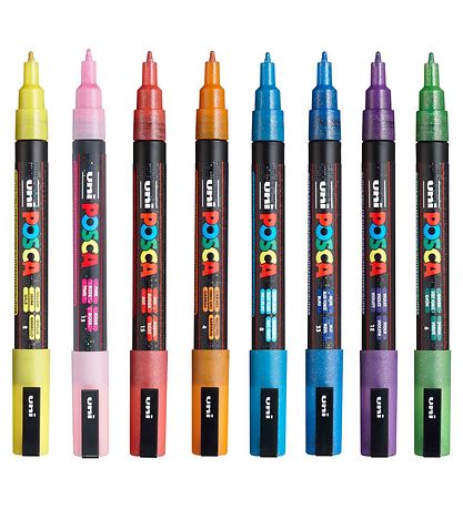 Posca Markers - PC-3ML - 8 pcs - Multicolour w. Glitter