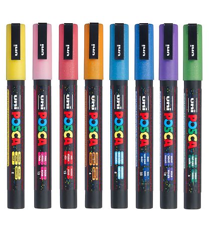 Posca Filzstifte - PC-3ML - 8 st. - Mehrfarbig m. Glitzer