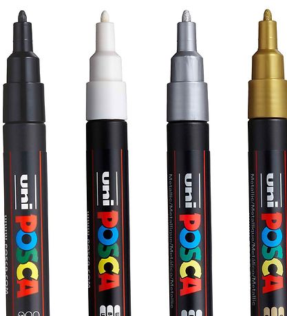 Posca Hoekmarkeringen - PC-3M - 4 stk - Goud/Zilver/Wit/Zwart