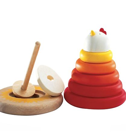 Djeco Stacking Blocks - Hen - Red/Orange