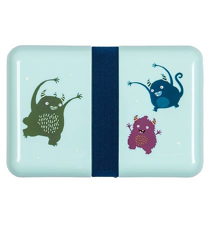 A Little Lovely Company Lunchbox - Turquoise w. Monsters