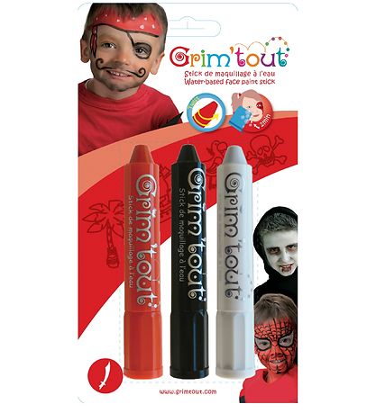 Grim Tout Ansiktsfärg - 3-Pack - Pirat/Vampyr