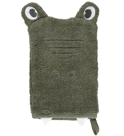 Pippi Baby Washglove - Deep Lichen Green w. Dragon