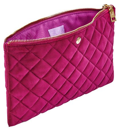 Fan Palm Toiletry Bag - Quilted Velvet - Berry