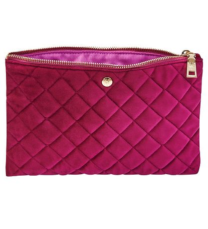 Fan Palm Toiletry Bag - Quilted Velvet - Berry