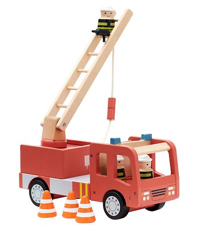Kids Concept Fire Truck - 30 cm - Aiden - Red w. Firefighters