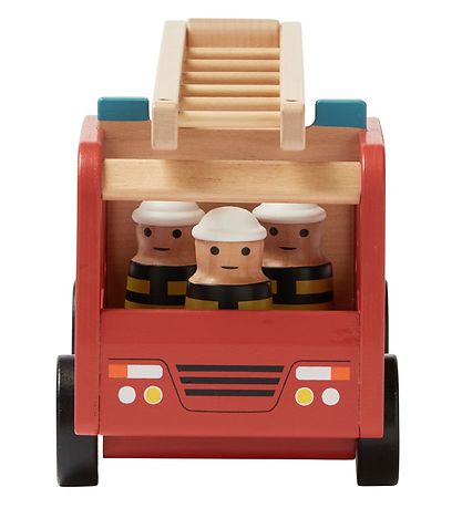 Kids Concept Fire Truck - 30 cm - Aiden - Red w. Firefighters