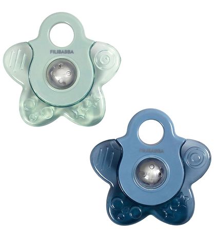 Filibabba Beißringe - 2er-Pack - Kühl Star - Blue Mix