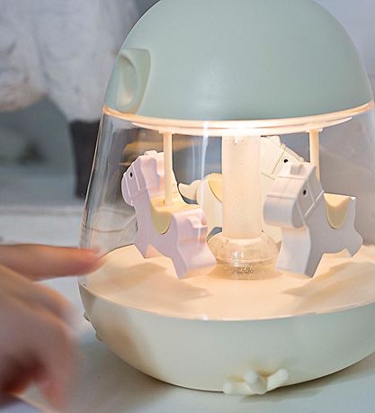 Rabbit & Friends Lamp - 16x13 cm - Carousel w. Music - Rose