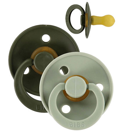 BIBS Colour Pacifiers - Size 1 - 2-Pack - Round - Sage/Hunter Gr