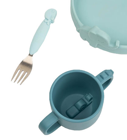 Done by Deer Dinner Set - Silicone - 3 Parts - Peekaboo - Blue